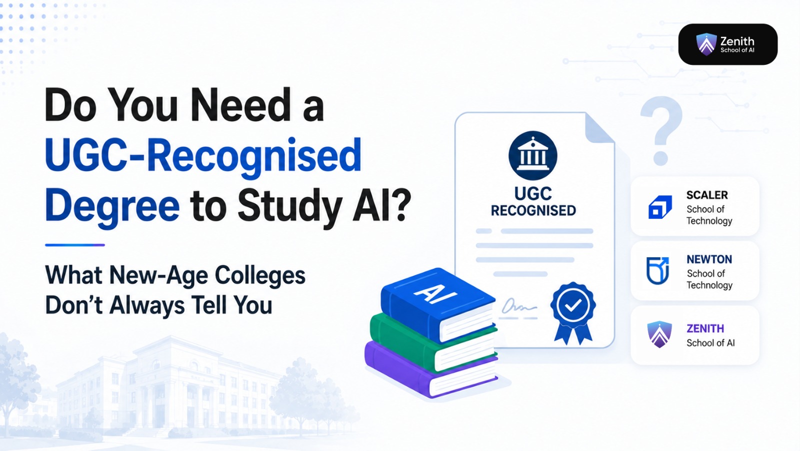 Explainer graphic on UGC-recognised degrees at India's new-age AI colleges